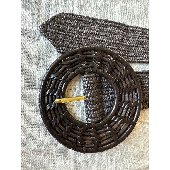 J.mclaughlin Popie Grassclot Belt dark brown woven rattan wicker preppy 34” main image 6